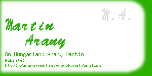 martin arany business card